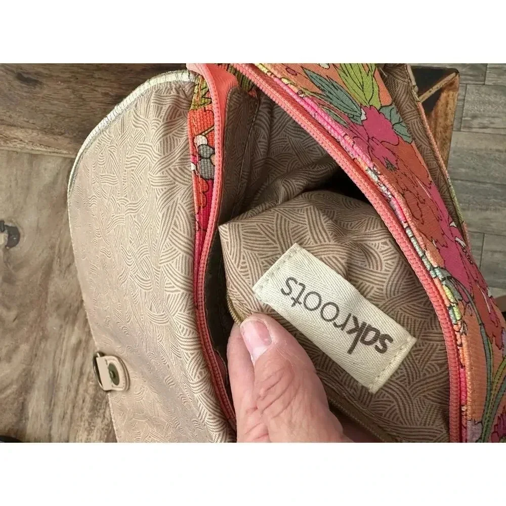 Sakroots Convertible Crossbody Peach Floral Artist Circle Backpack